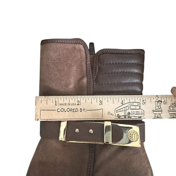 Brown Suede Napoleoni Stacked Heel Boots 36 (US 6) - Picture 4 of 6